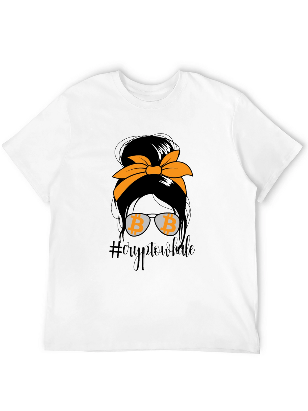 Crypto Whale Bitcoin Messy Bun T-Shirt
