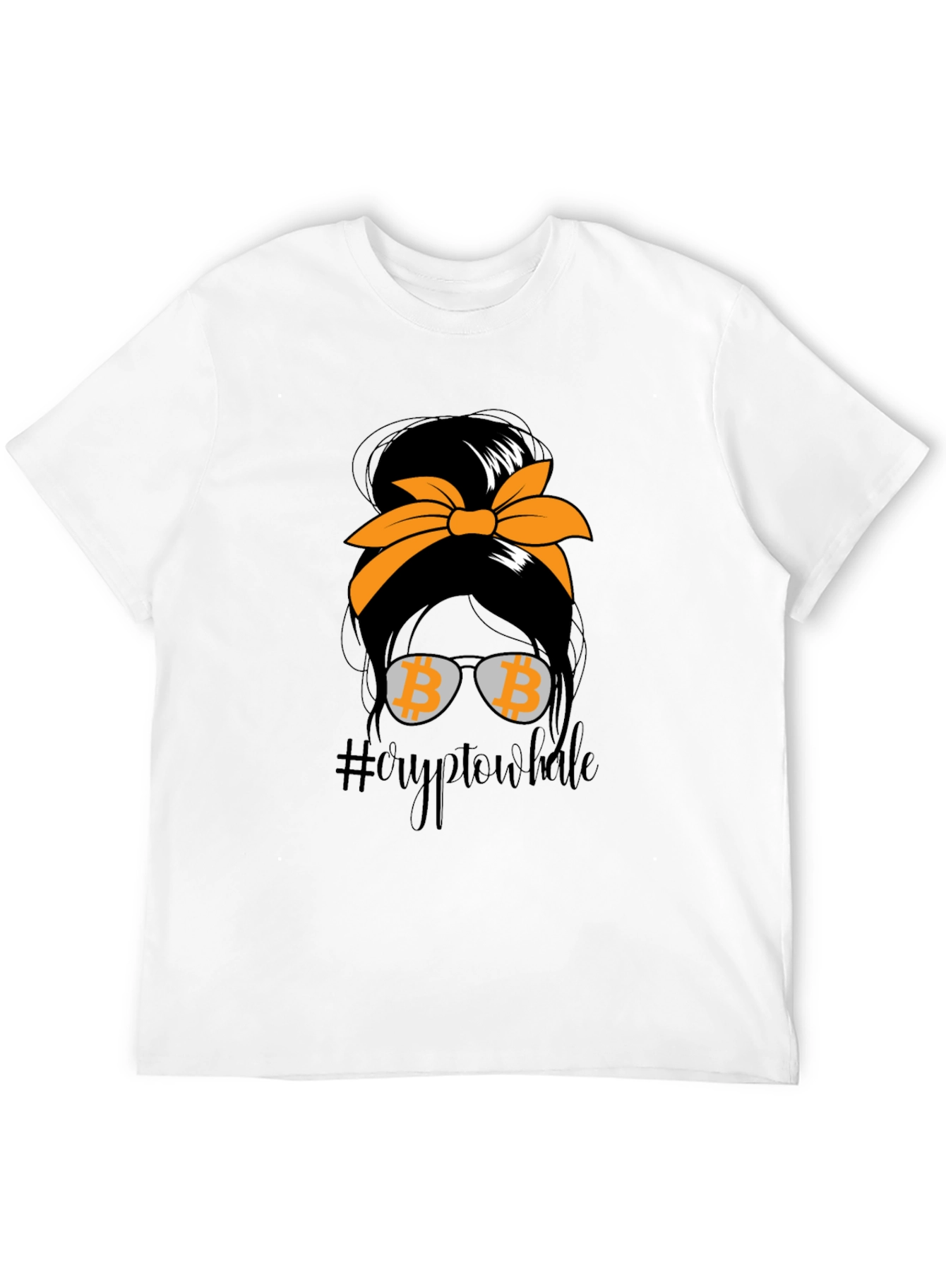 Crypto Whale Bitcoin Messy Bun T-Shirt