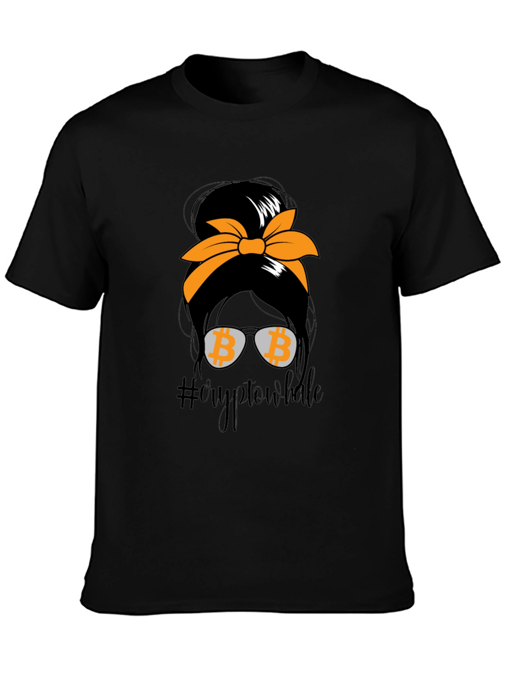 Crypto Whale Bitcoin Messy Bun T-Shirt