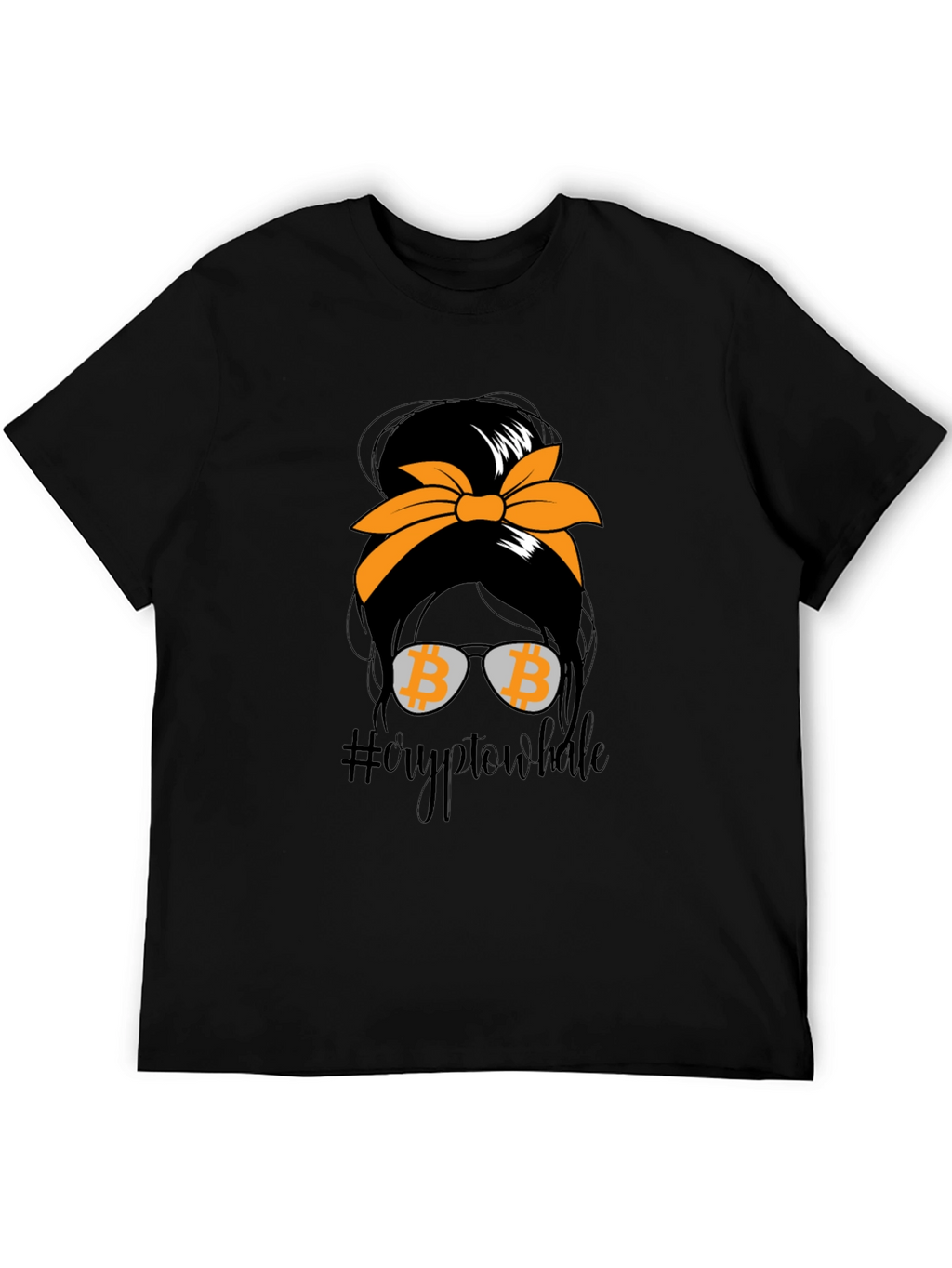 Crypto Whale Bitcoin Messy Bun T-Shirt