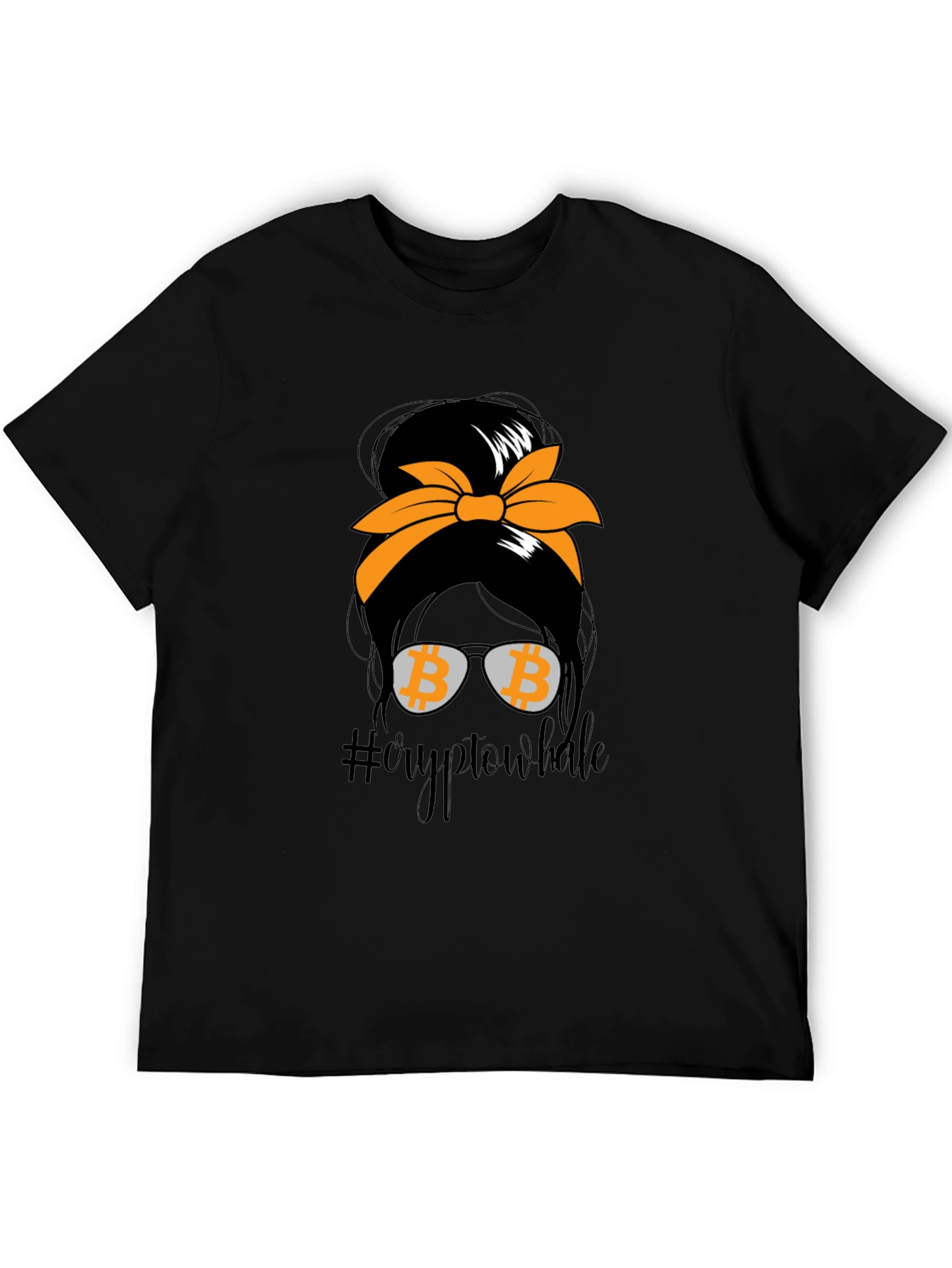 Crypto Whale Bitcoin Messy Bun T-Shirt