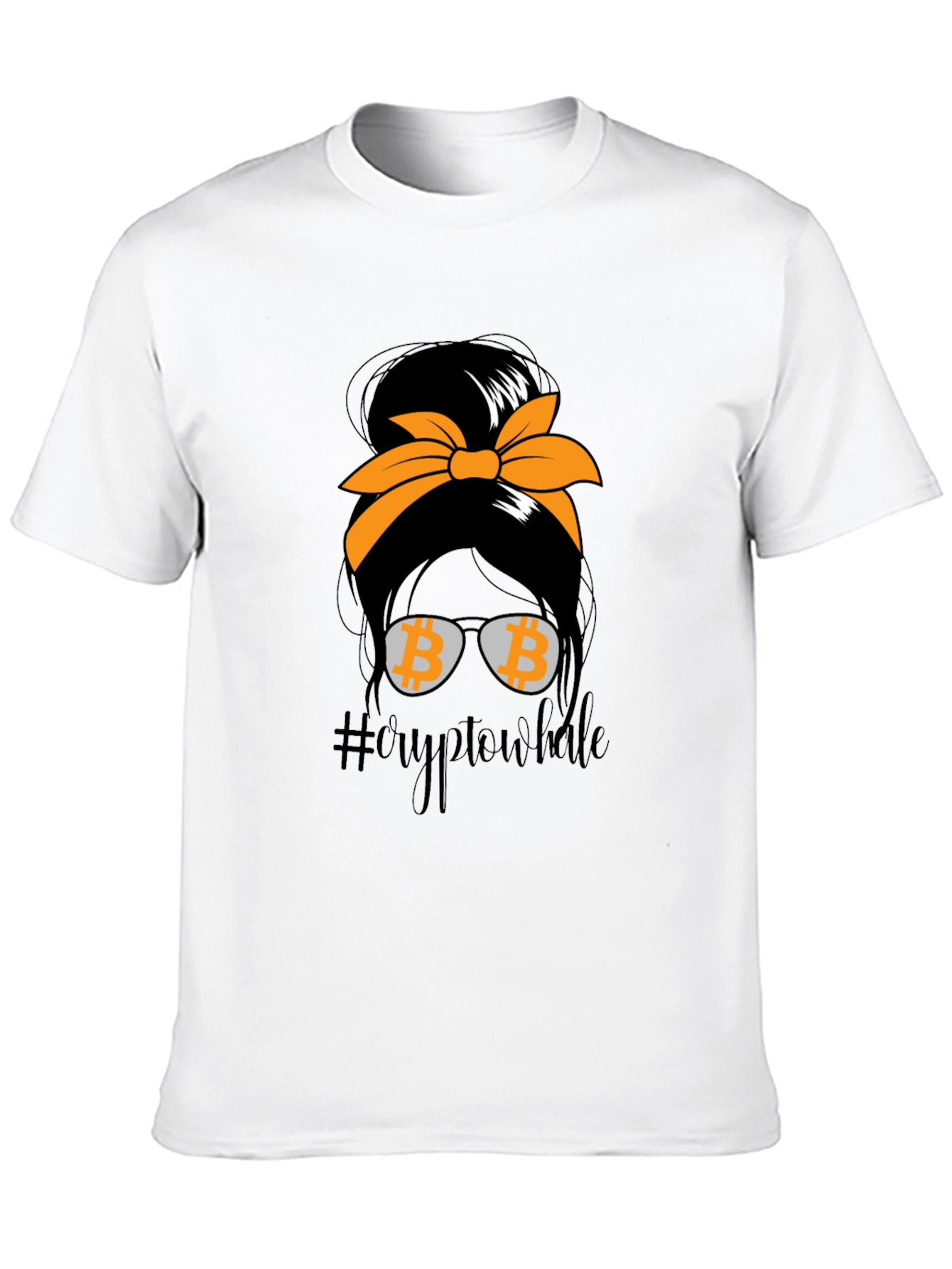 Crypto Whale Bitcoin Messy Bun T-Shirt