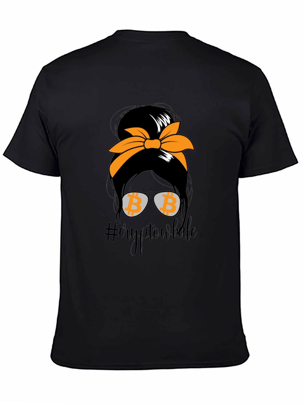 Crypto Whale Bitcoin Messy Bun T-Shirt
