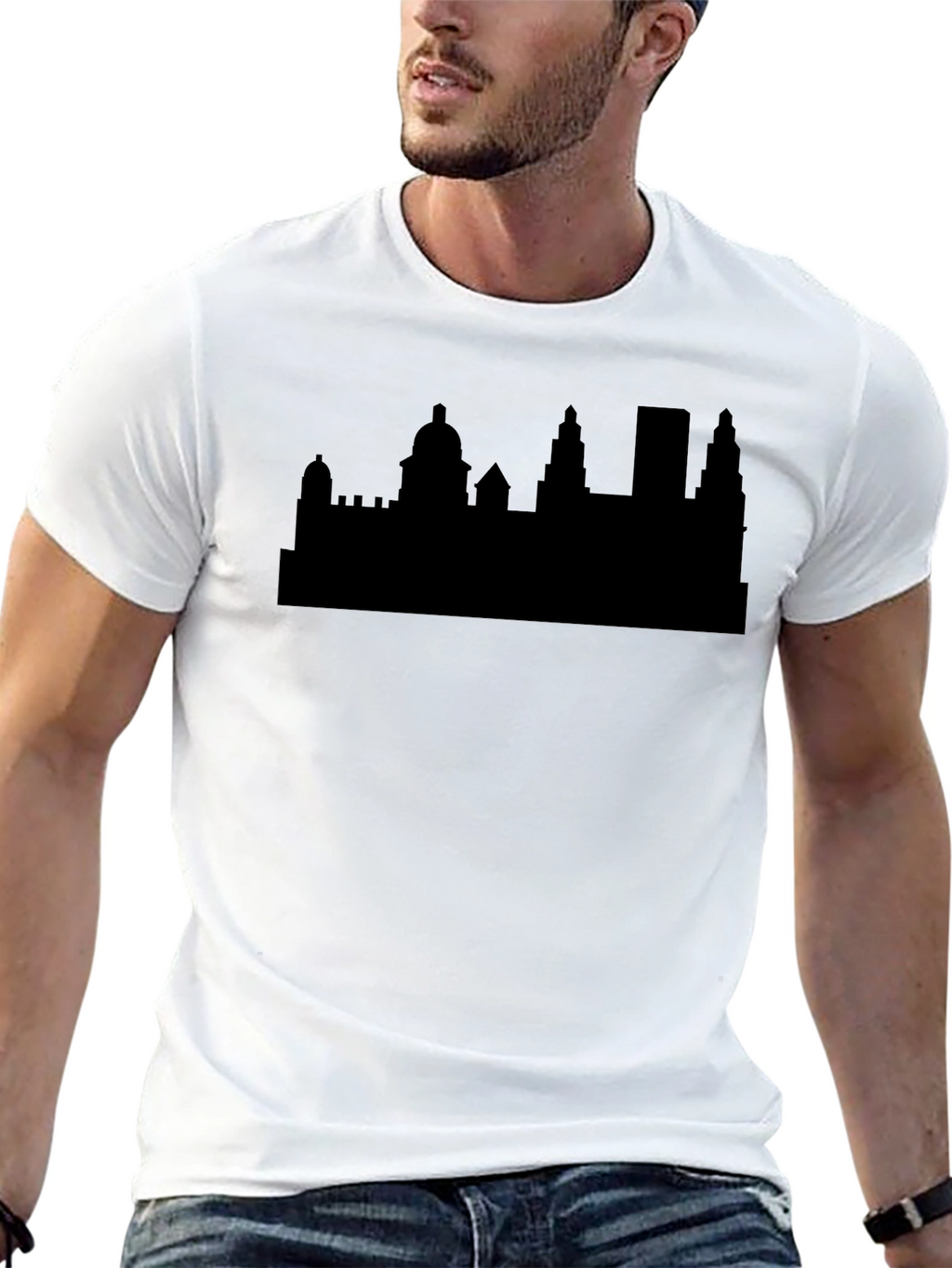 Black Skyline Graphic Tee | Cityscape Silhouette T-Shirt