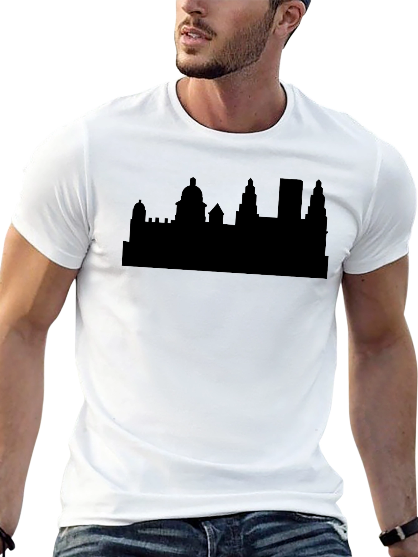 Black Skyline Graphic Tee | Cityscape Silhouette T-Shirt