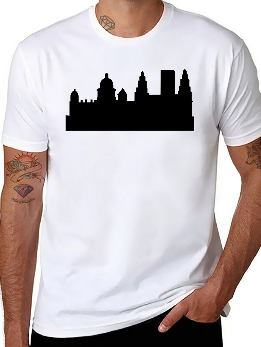 Black Skyline Graphic Tee | Cityscape Silhouette T-Shirt