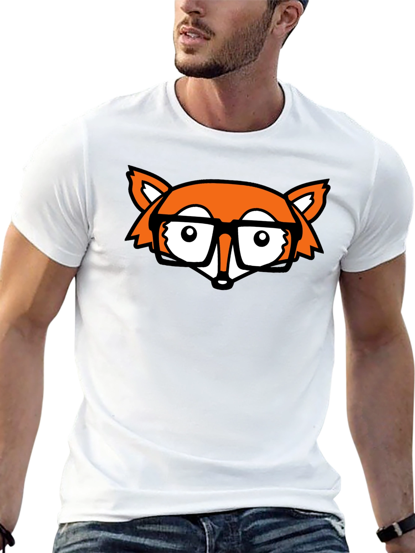 Fox Nerd Black T-Shirt - Geeky Style