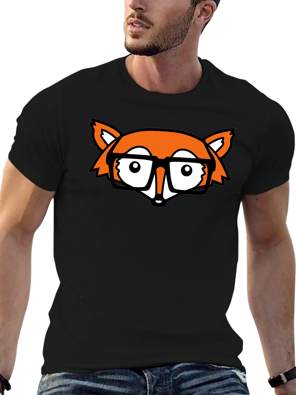 Fox Nerd Black T-Shirt - Geeky Style