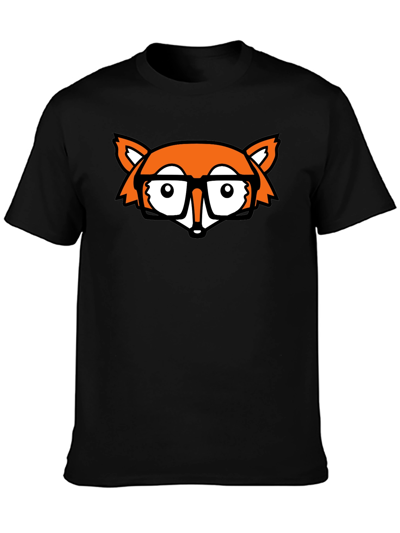 Fox Nerd Black T-Shirt - Geeky Style