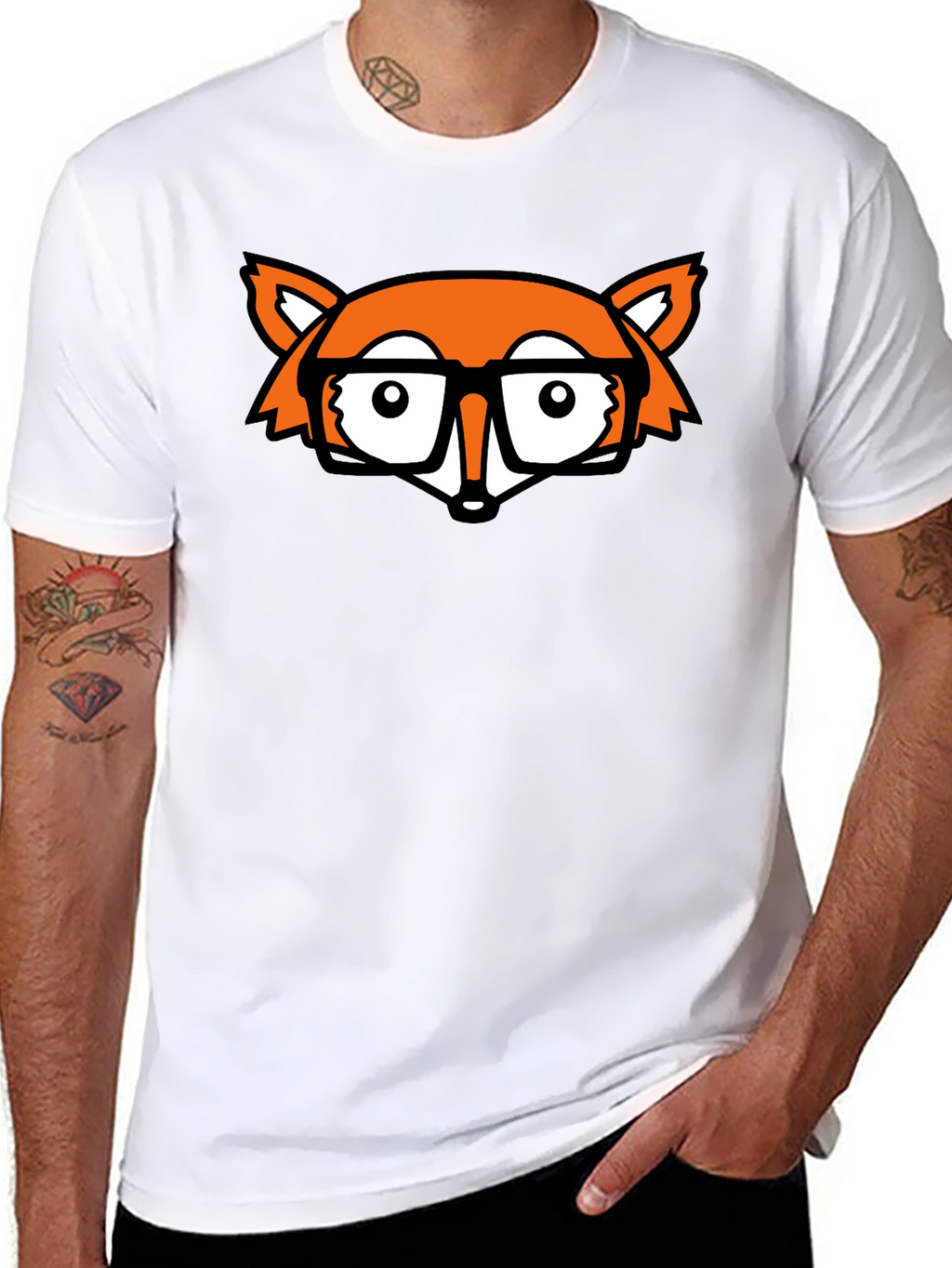 Fox Nerd Black T-Shirt - Geeky Style