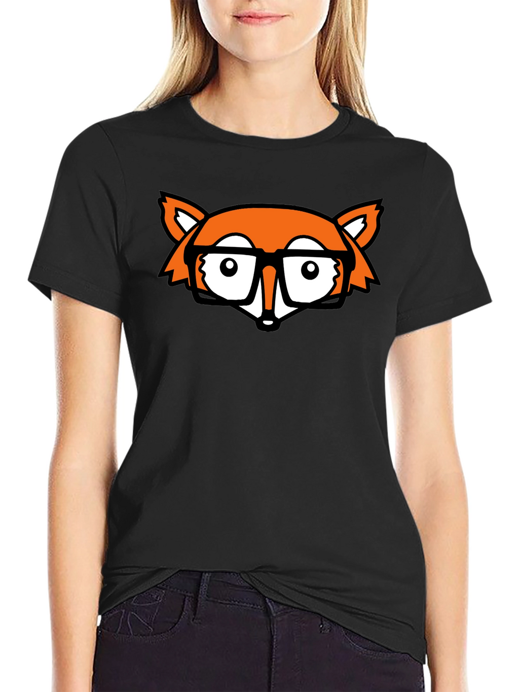 Fox Nerd Black T-Shirt - Geeky Style