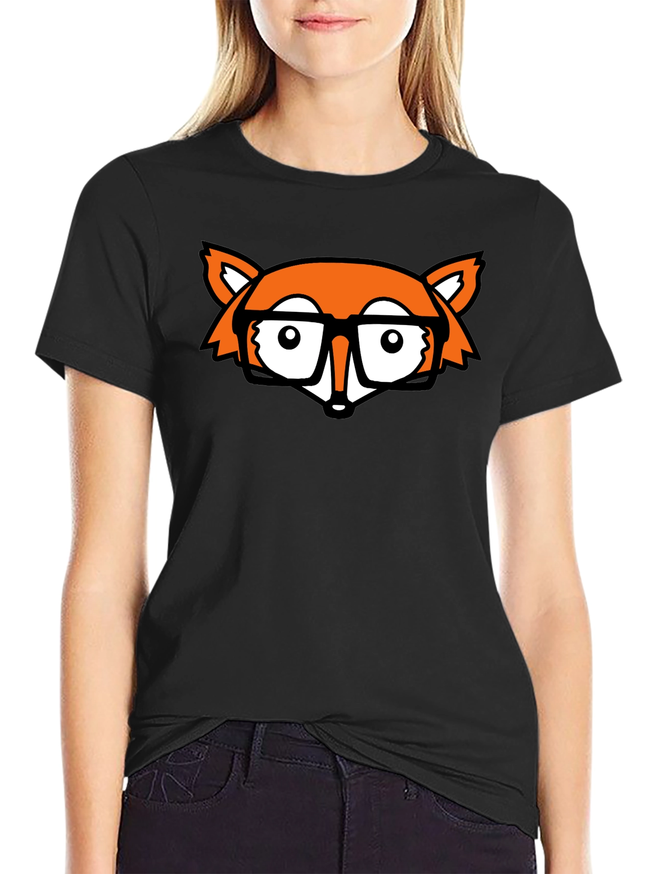 Fox Nerd Black T-Shirt - Geeky Style