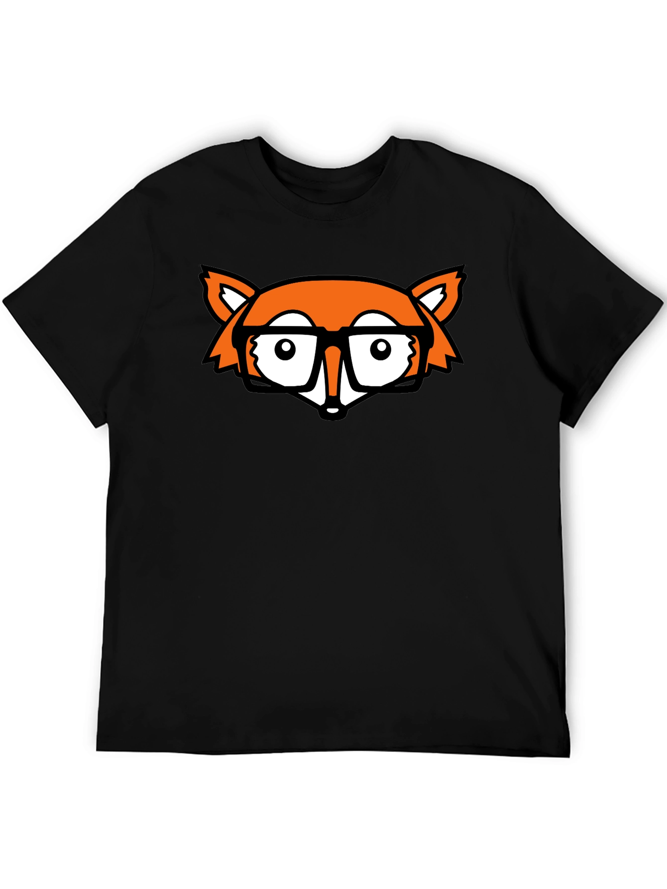 Fox Nerd Black T-Shirt - Geeky Style