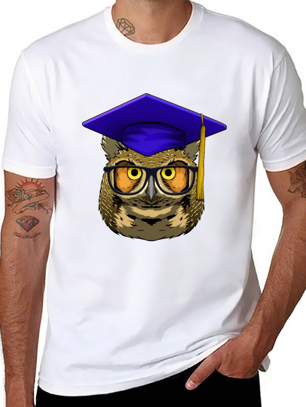 Graduation Owl Graphic Tee - Black