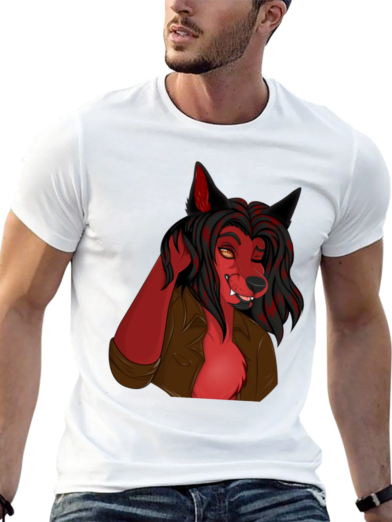 Wolf Character Graphic Black T-Shirt