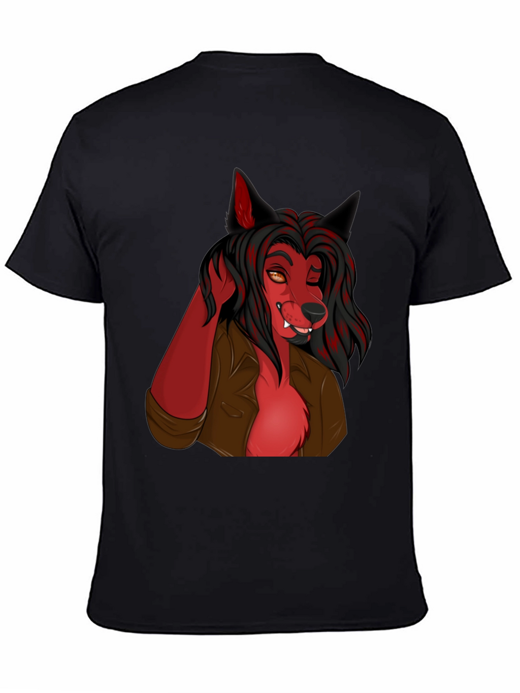 Wolf Character Graphic Black T-Shirt