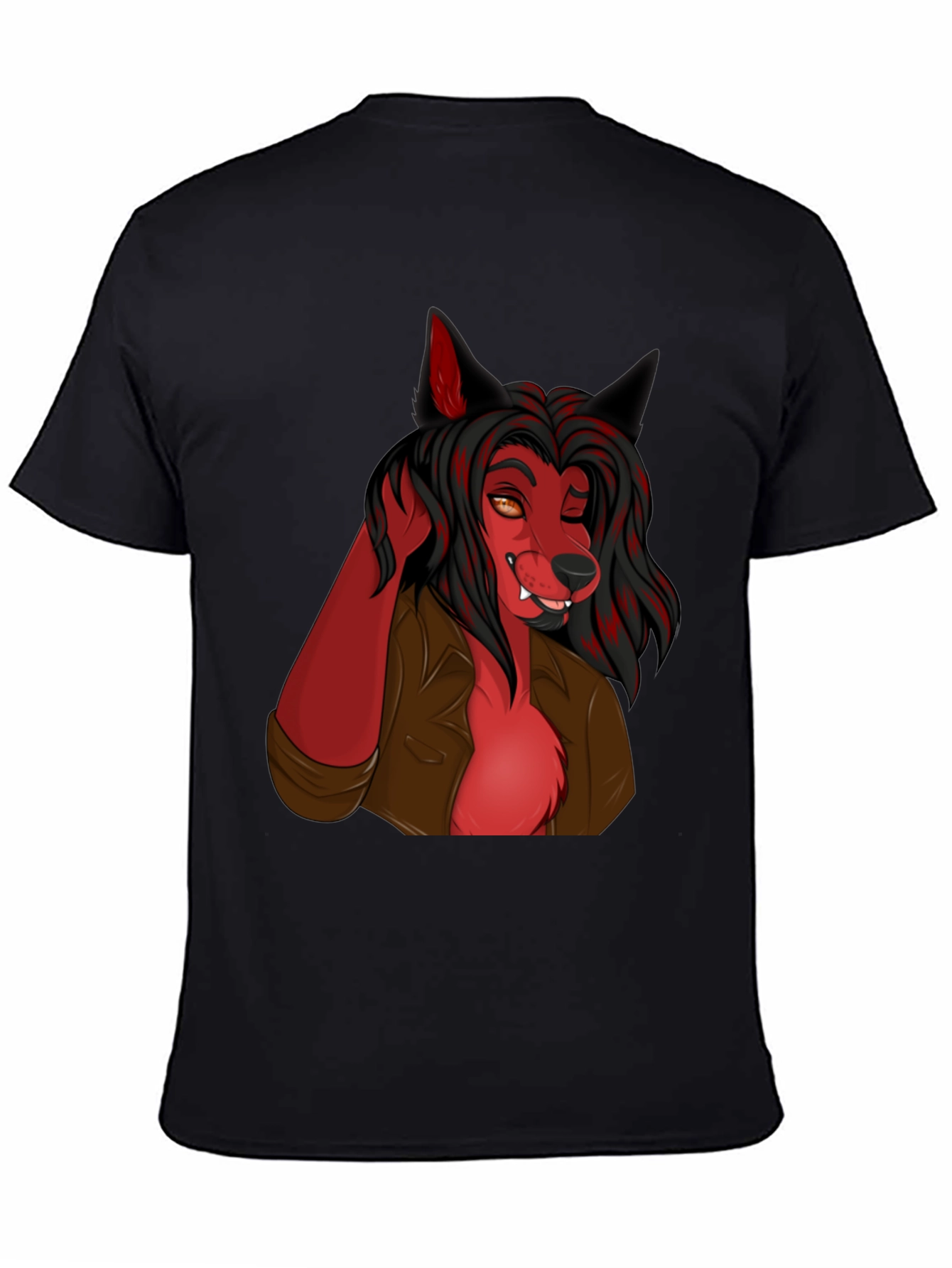 Wolf Character Graphic Black T-Shirt