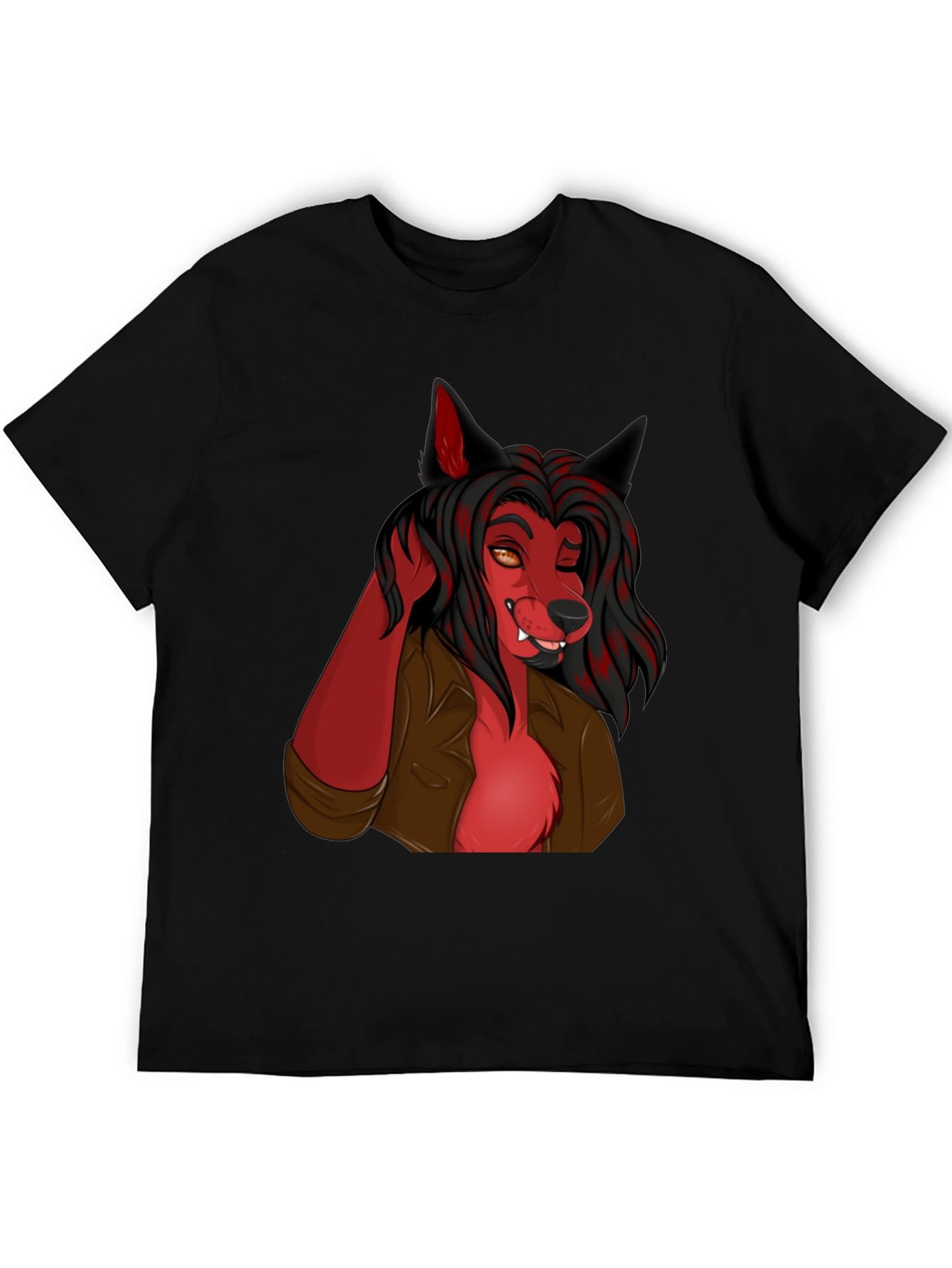Wolf Character Graphic Black T-Shirt