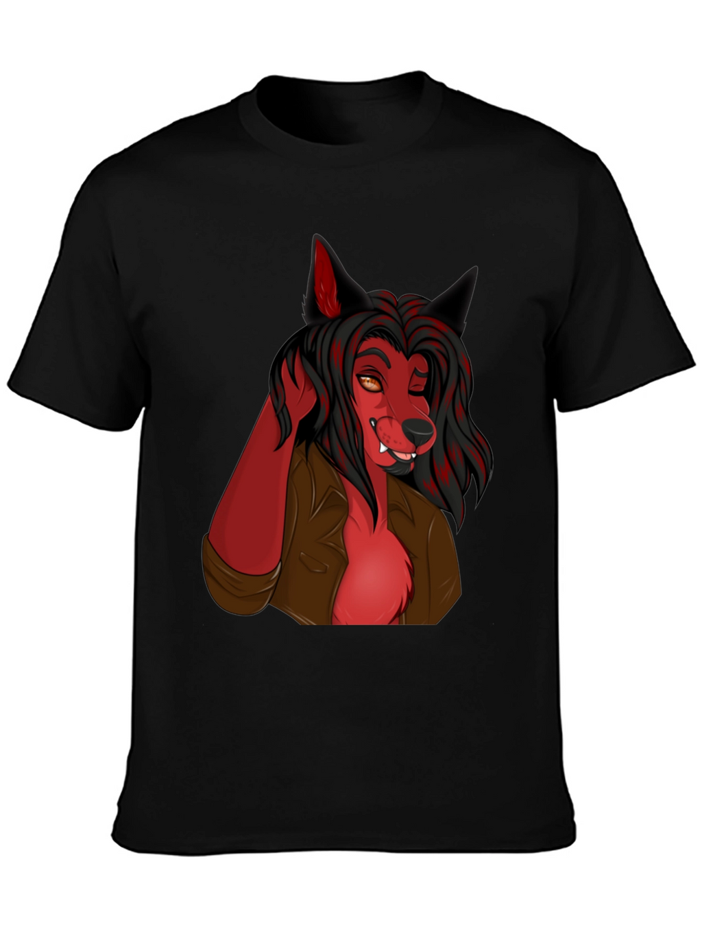Wolf Character Graphic Black T-Shirt
