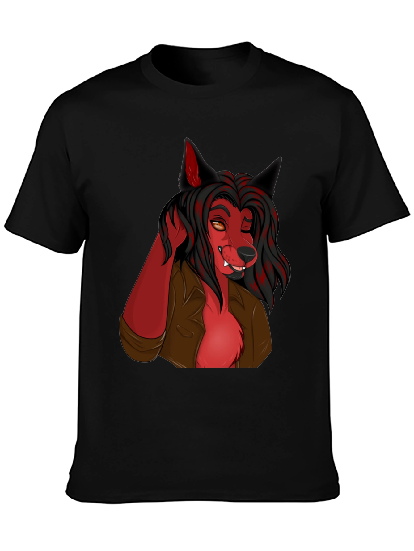 Wolf Character Graphic Black T-Shirt