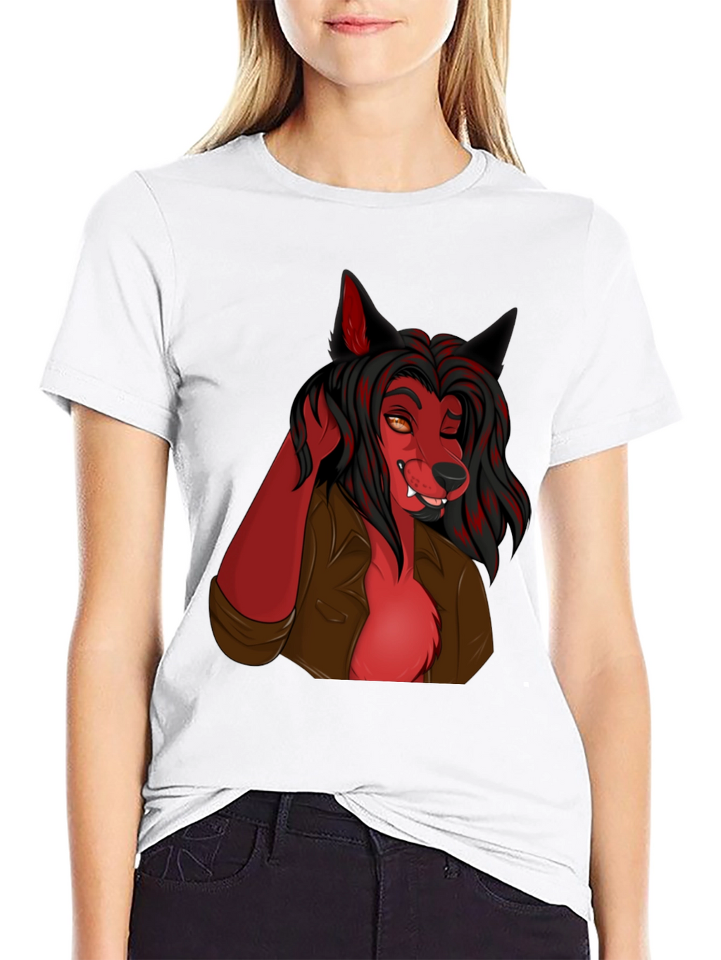 Wolf Character Graphic Black T-Shirt