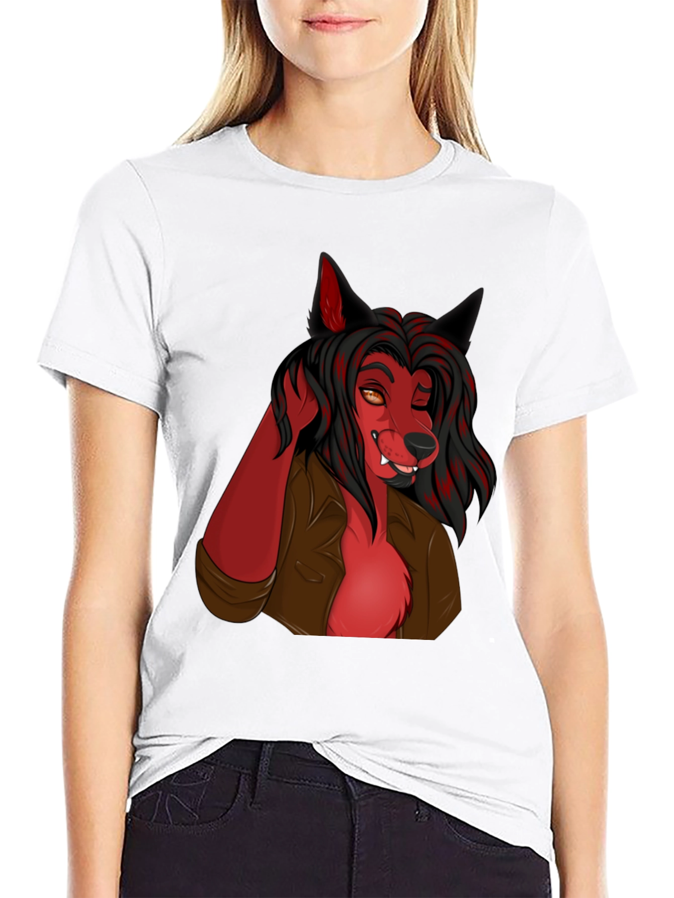 Wolf Character Graphic Black T-Shirt