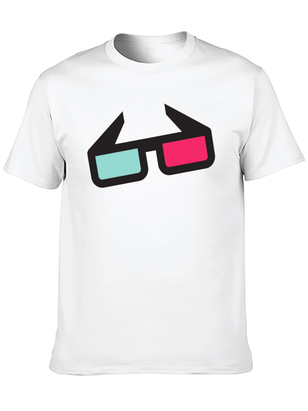 3D Glasses Graphic Tee - Black Cotton T-Shirt