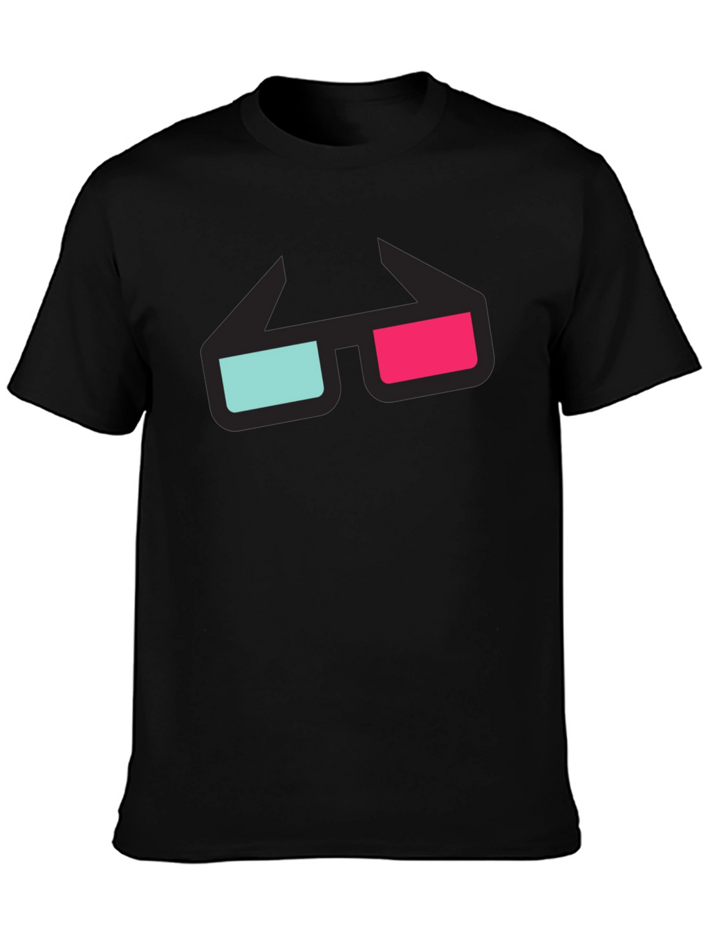 3D Glasses Graphic Tee - Black Cotton T-Shirt