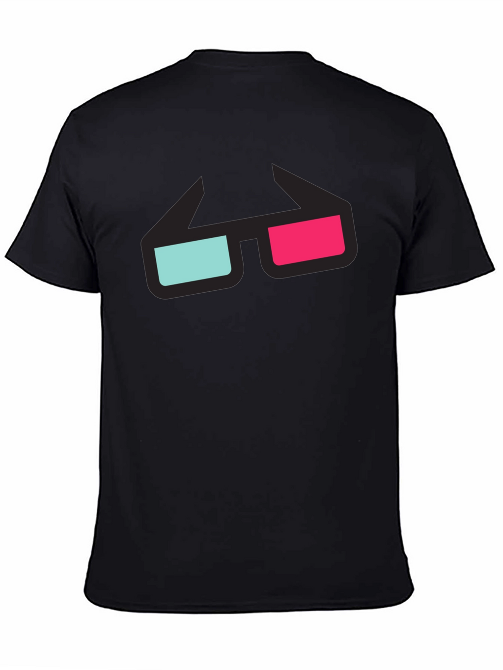 3D Glasses Graphic Tee - Black Cotton T-Shirt