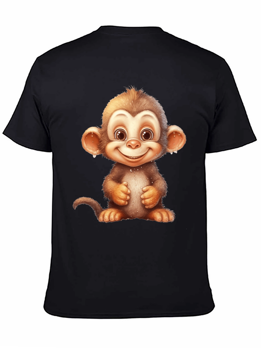 Cartoon Monkey Graphic Tee - Fun Black T-Shirt