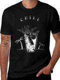Chill Skeleton Cocktail Graphic T-Shirt