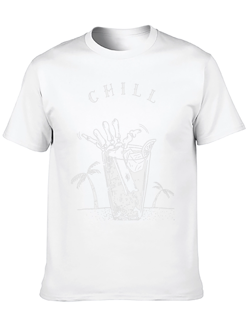 Chill Skeleton Cocktail Graphic T-Shirt