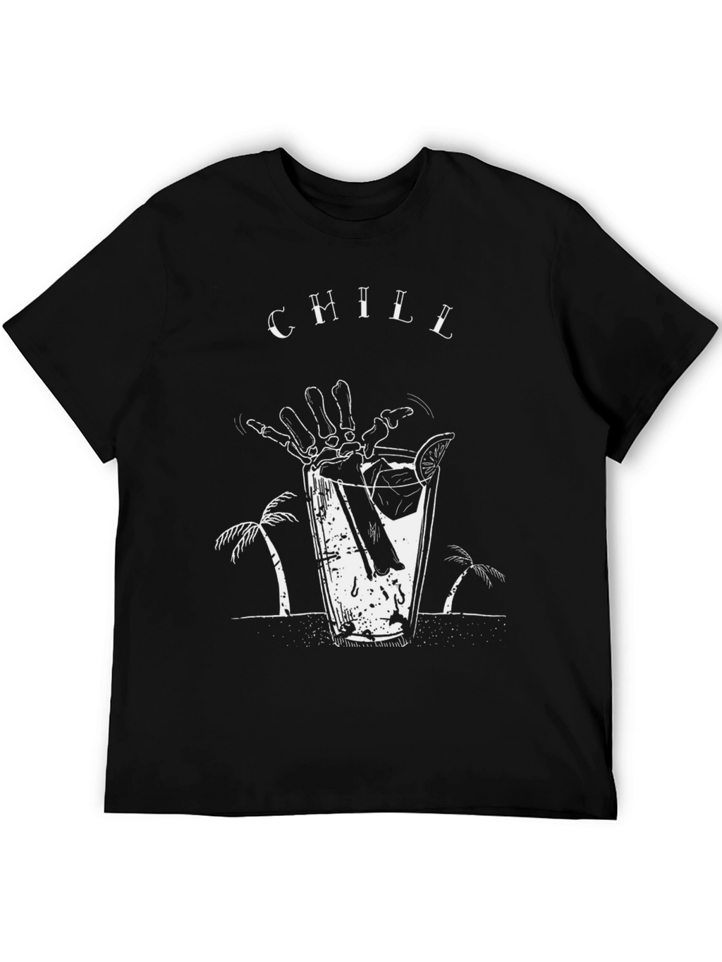 Chill Skeleton Cocktail Graphic T-Shirt