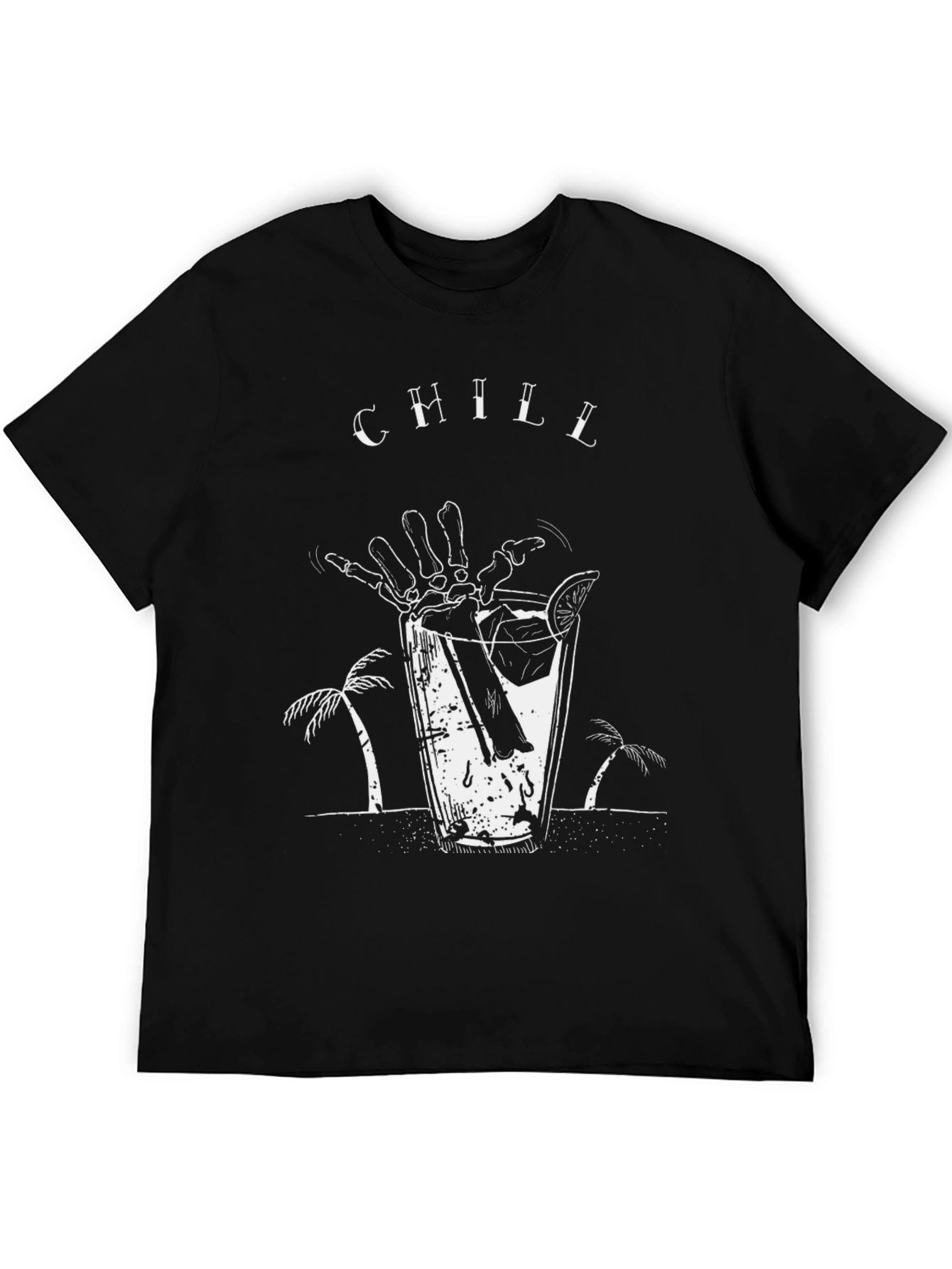 Chill Skeleton Cocktail Graphic T-Shirt