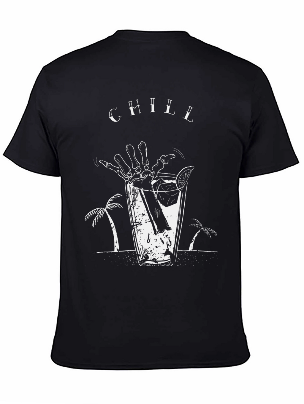 Chill Skeleton Cocktail Graphic T-Shirt