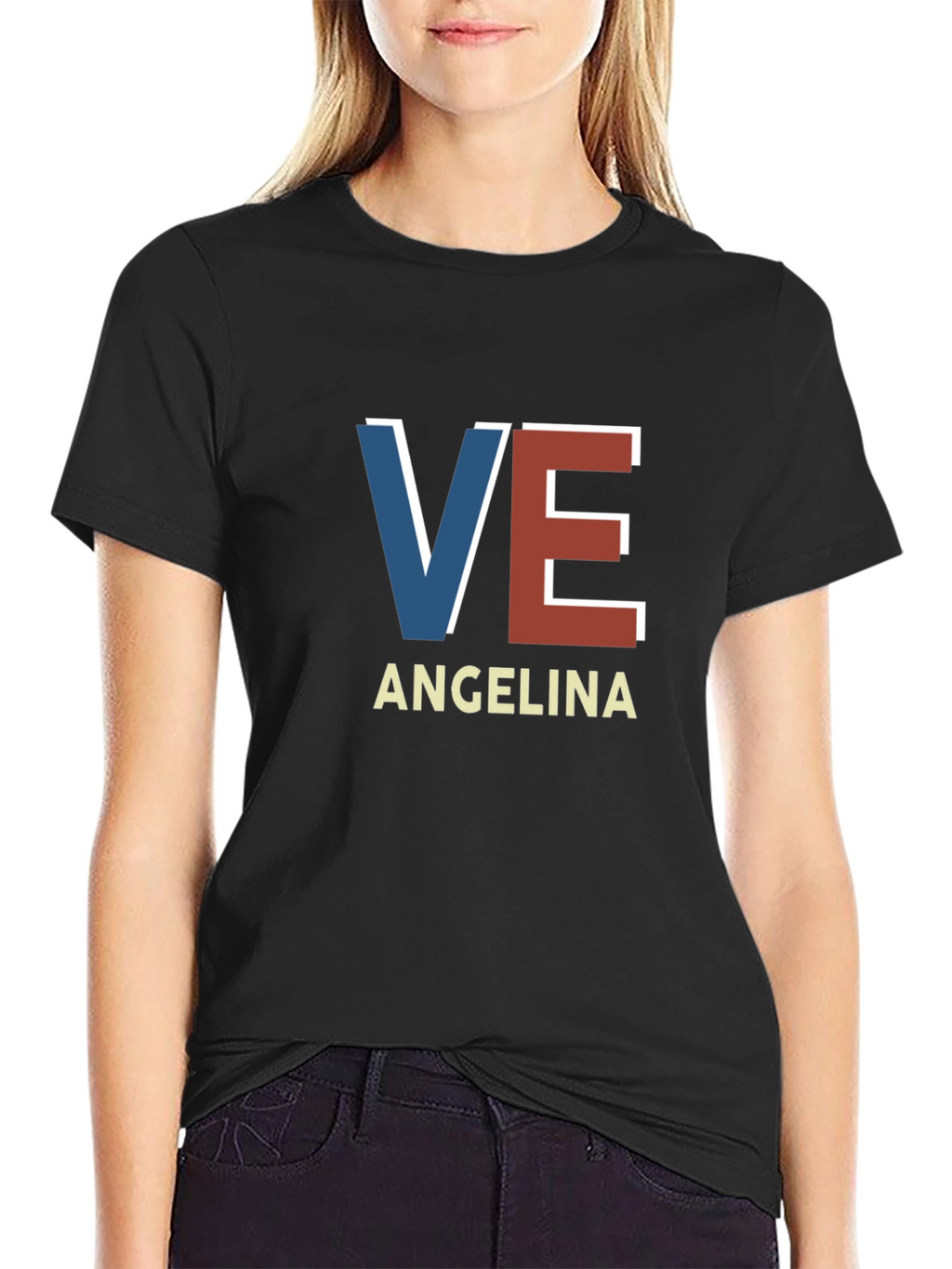 VE Angelina Tee - Trendy Initial Graphic T-Shirt