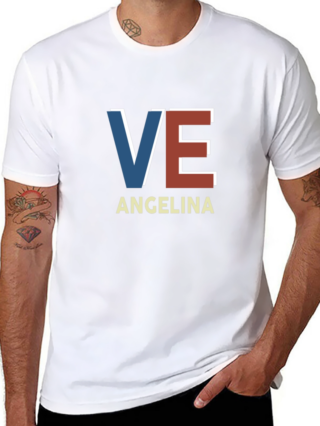 VE Angelina Tee - Trendy Initial Graphic T-Shirt