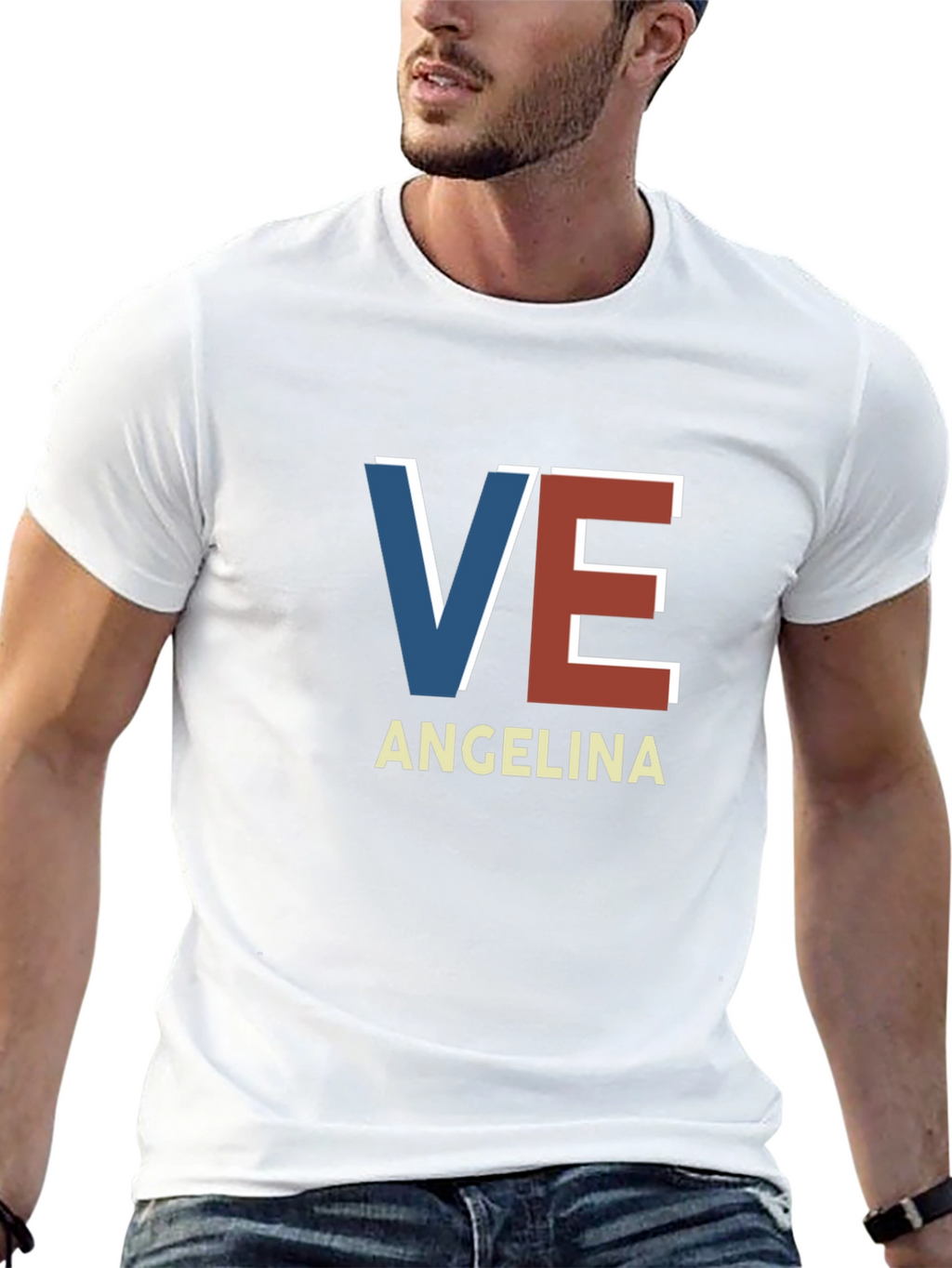 VE Angelina Tee - Trendy Initial Graphic T-Shirt