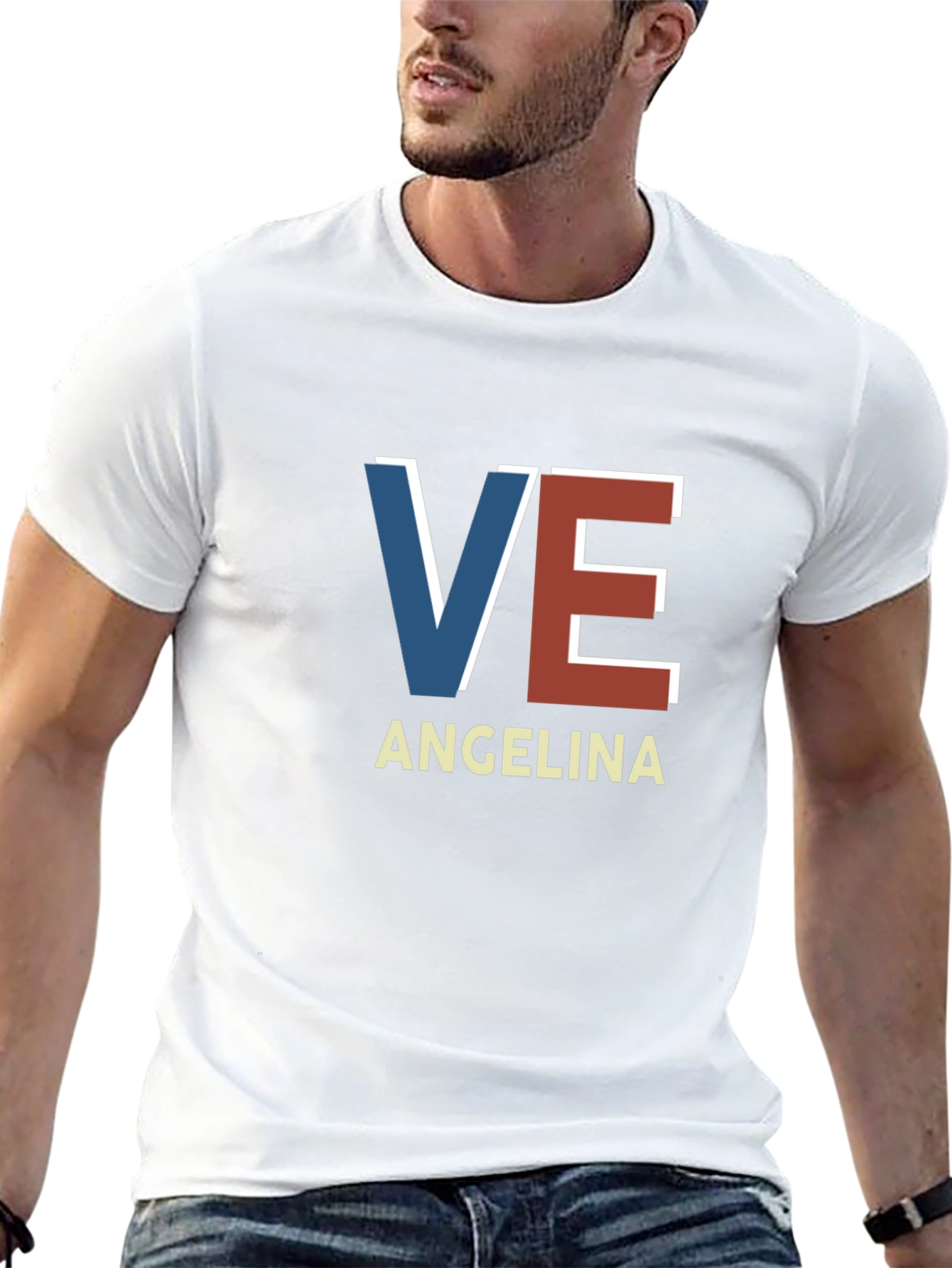 VE Angelina Tee - Trendy Initial Graphic T-Shirt
