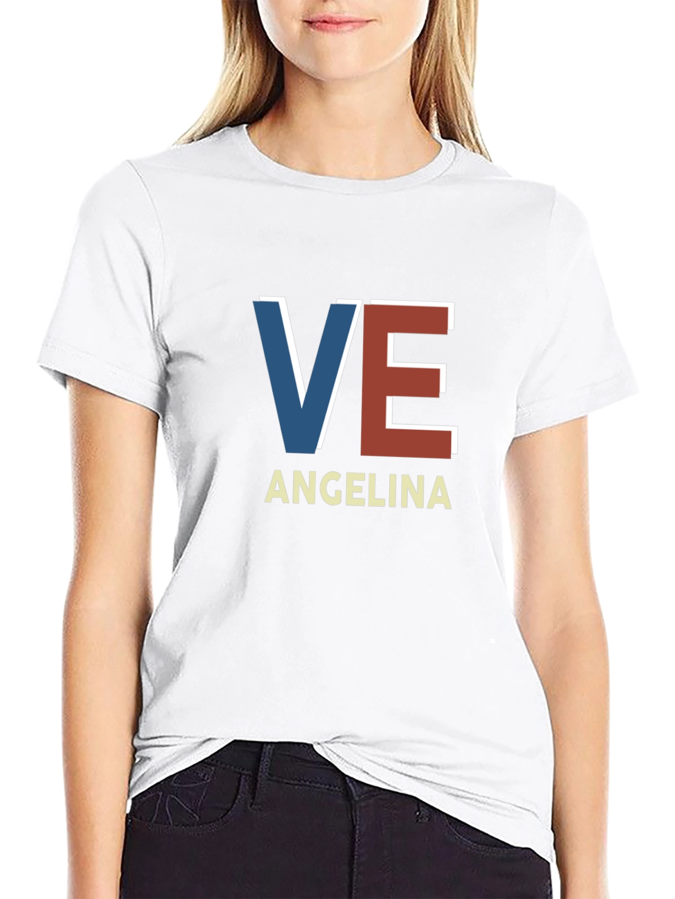 VE Angelina Tee - Trendy Initial Graphic T-Shirt