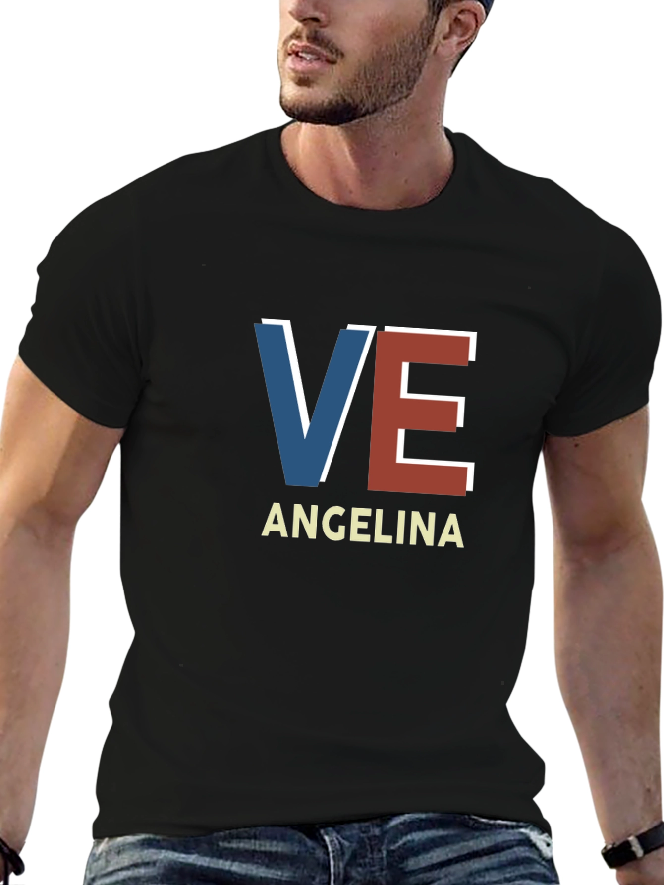 VE Angelina Tee - Trendy Initial Graphic T-Shirt
