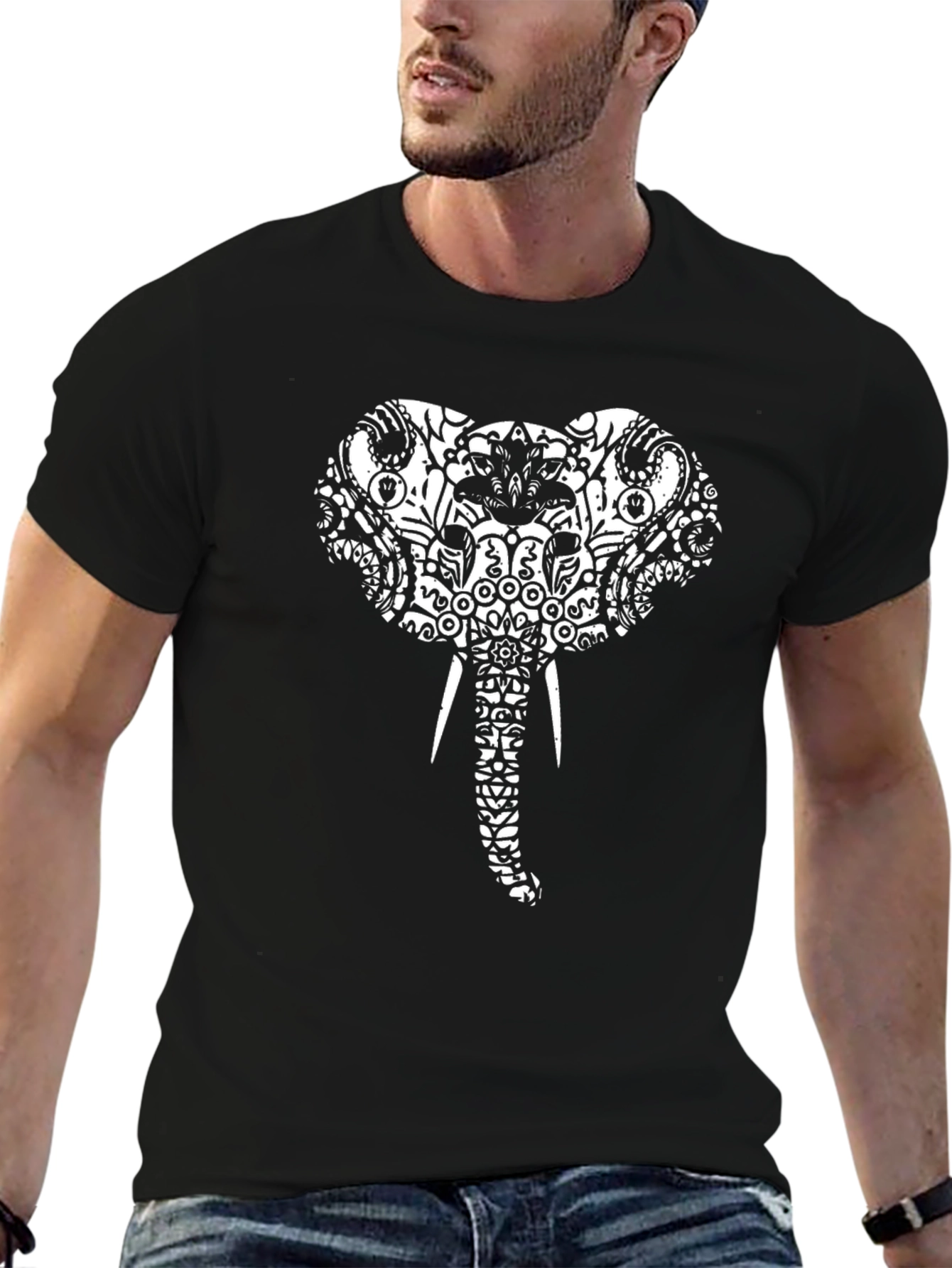 Elephant Graphic Tee - Black Cotton Comfort