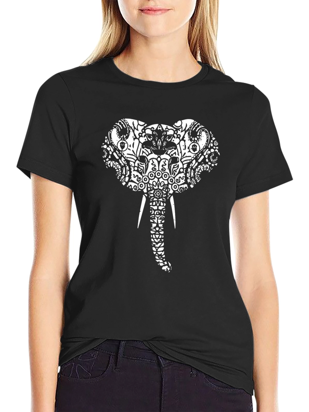 Elephant Graphic Tee - Black Cotton Comfort