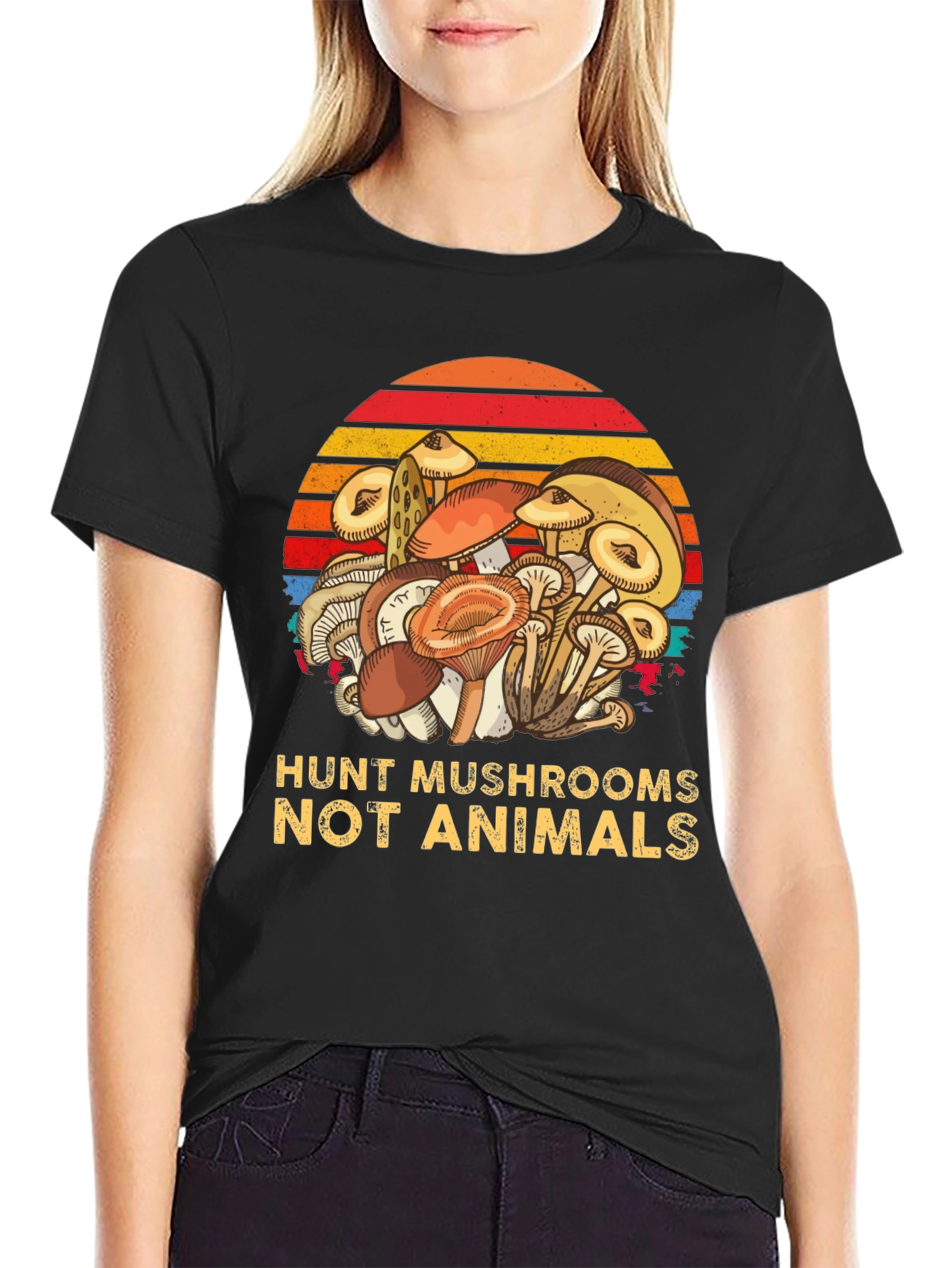 Hunt Mushrooms Not Animals Tee - Vegan Friendly Shirt