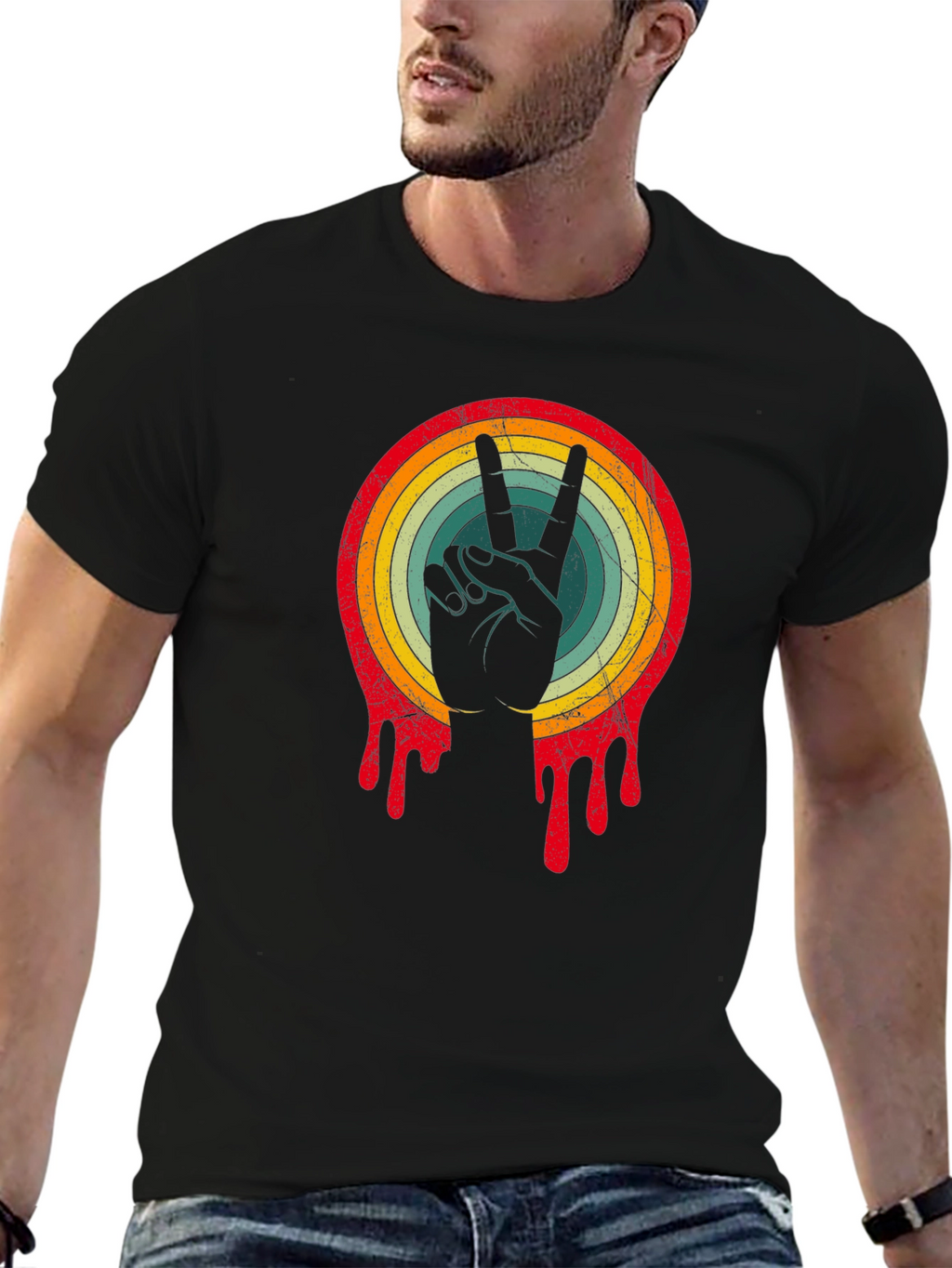 Retro Peace Sign Graphic Tee - Relaxed Fit