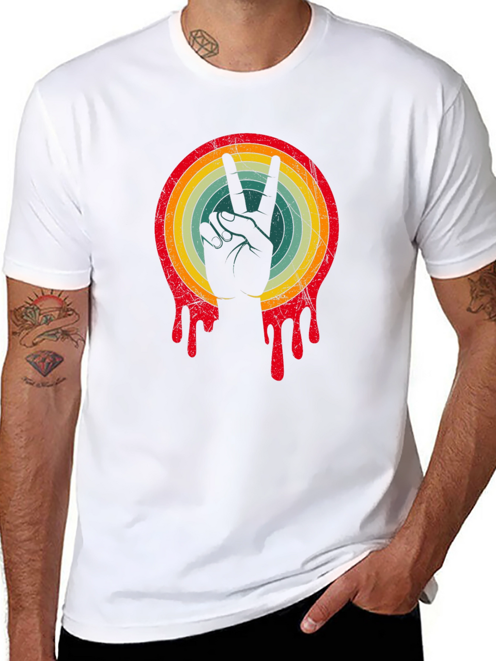 Retro Peace Sign Graphic Tee - Relaxed Fit