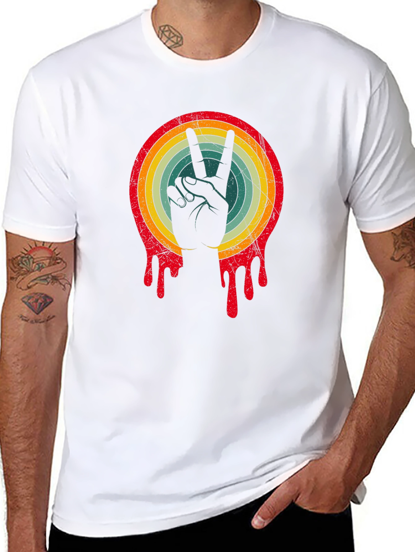 Retro Peace Sign Graphic Tee - Relaxed Fit