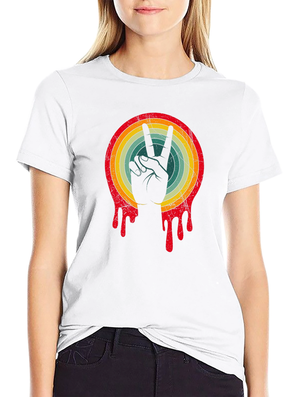 Retro Peace Sign Graphic Tee - Relaxed Fit