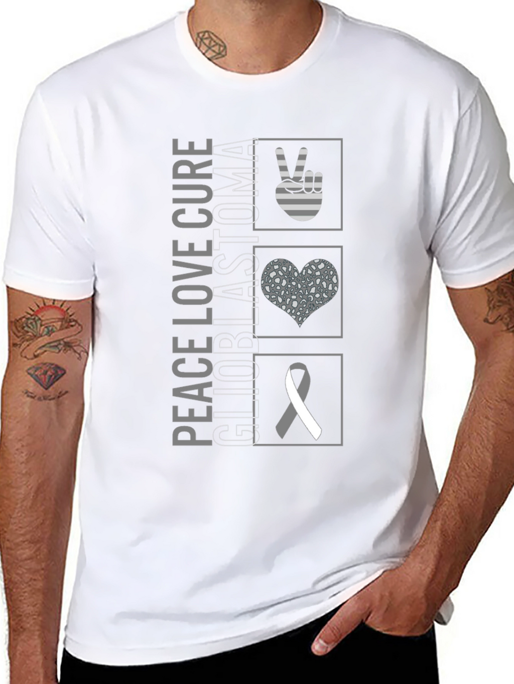 Peace Love Cure Glioblastoma Awareness T-Shirt