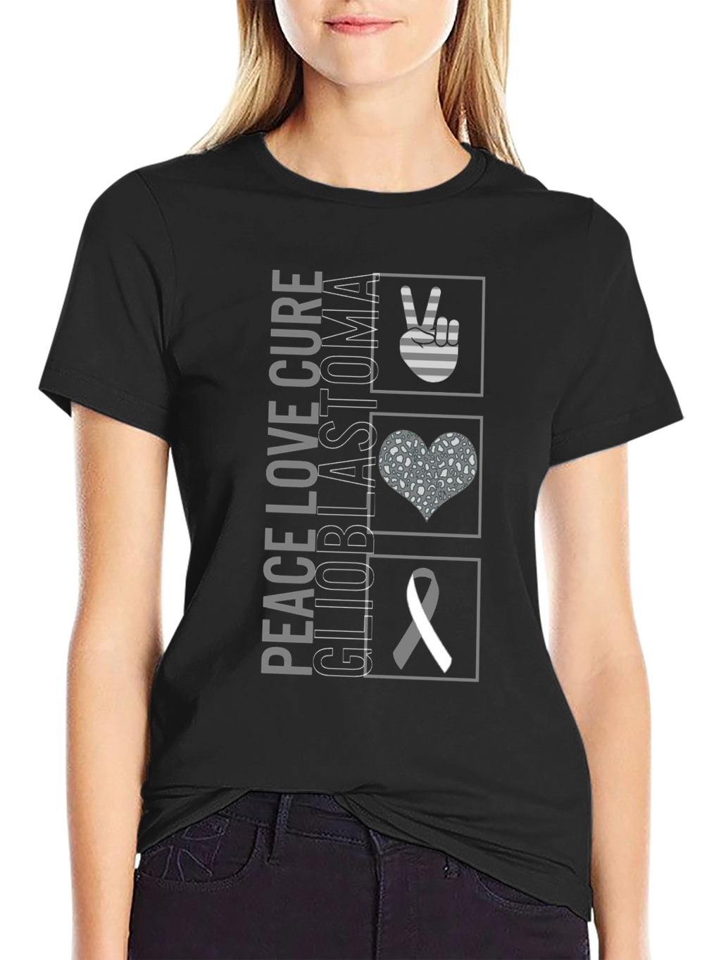Peace Love Cure Glioblastoma Awareness T-Shirt